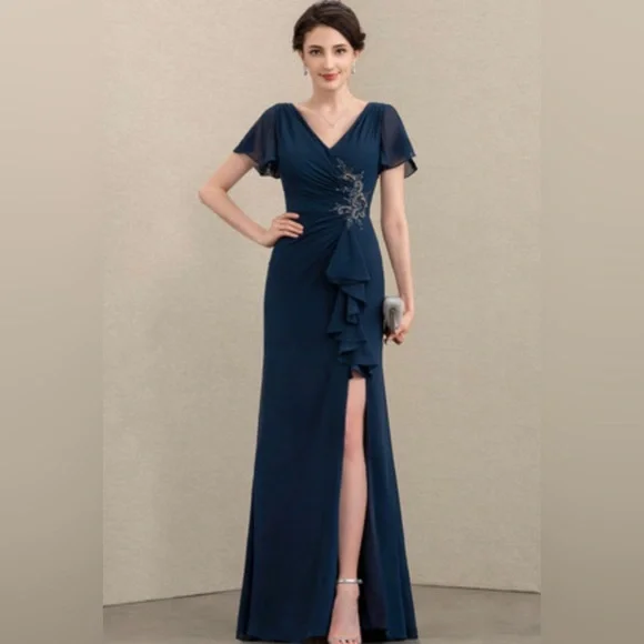 JJs House | Dresses | Jjs House Vneck Floorlength Dress With Beading Cascading Ruffles In Burgundy | Poshmark JJs House | Dresses | Jjs House Vneck Floorlength Dress With Beading Cascading Ruffles In Burgundy | Poshmark